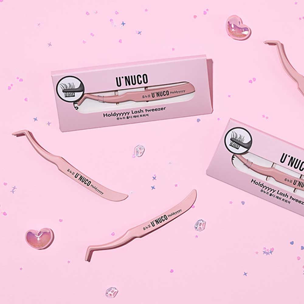 U'NUCO Holdyyyyy Lash Tweezer Precision Eyelash Extension Tool Compact Curved Body Non-Slip Stainless Steel K-Beauty _ Made in Korea